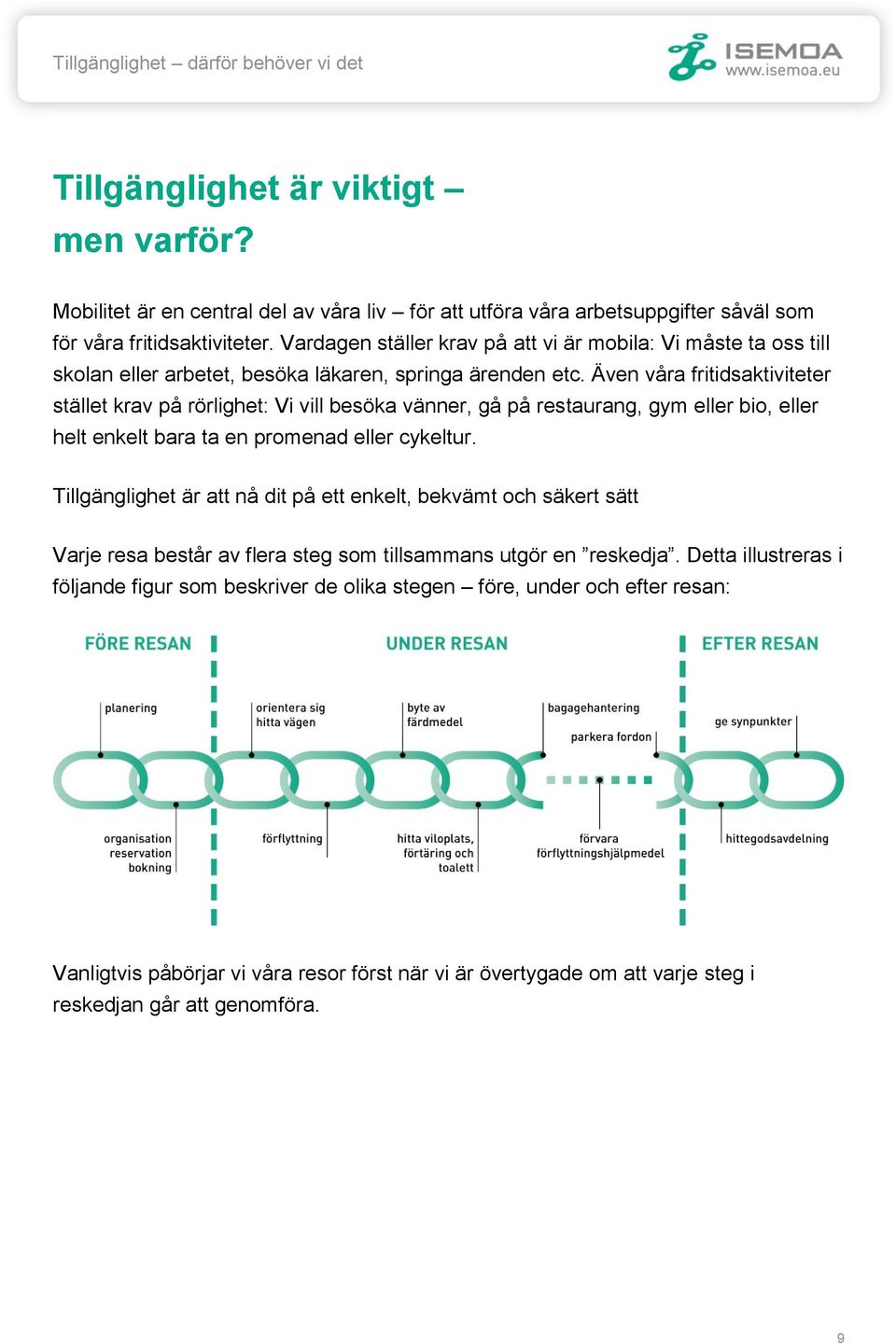 Även våra fritidsaktiviteter stället krav på rörlighet: Vi vill besöka vänner, gå på restaurang, gym eller bio, eller helt enkelt bara ta en promenad eller cykeltur.