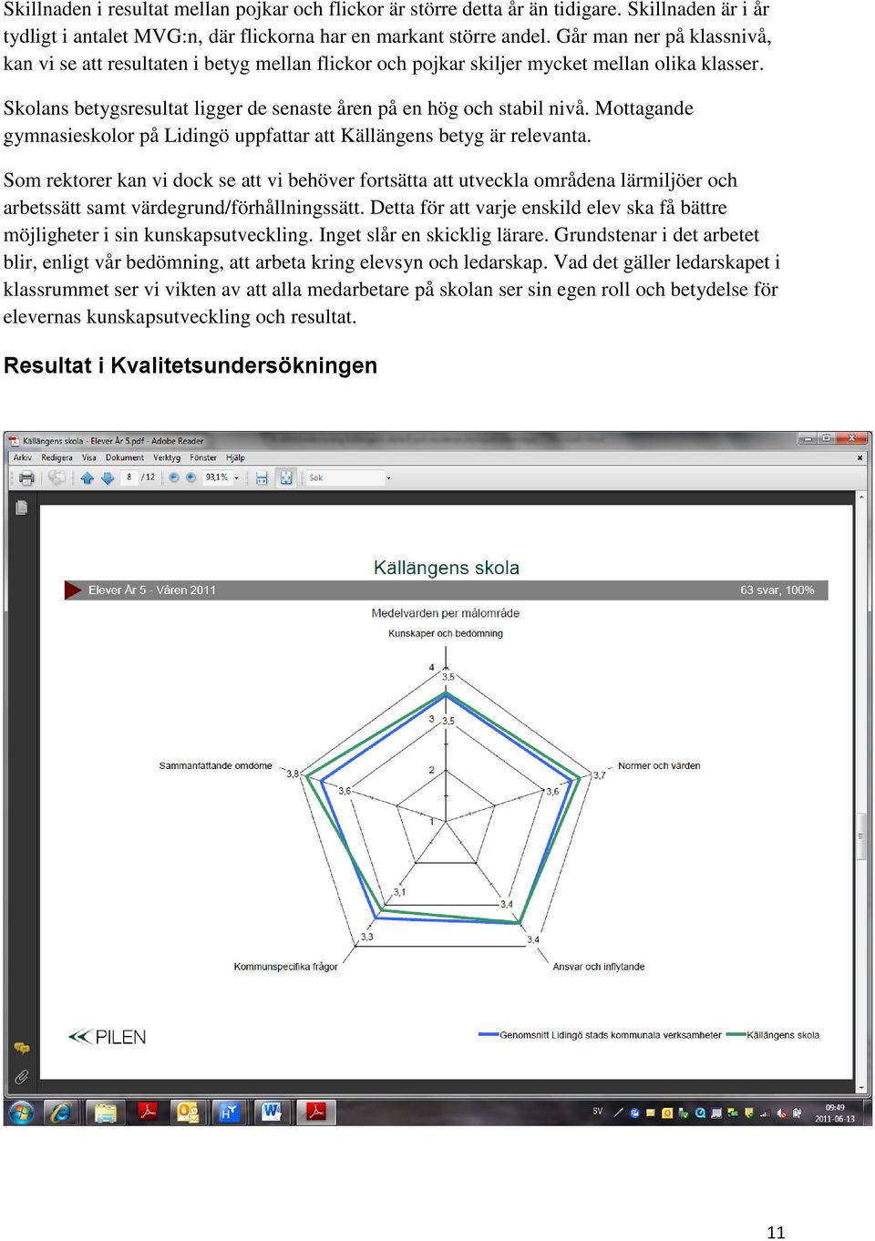 Mottagande gymnasieskolor på Lidingö uppfattar att Källängens betyg är relevanta.