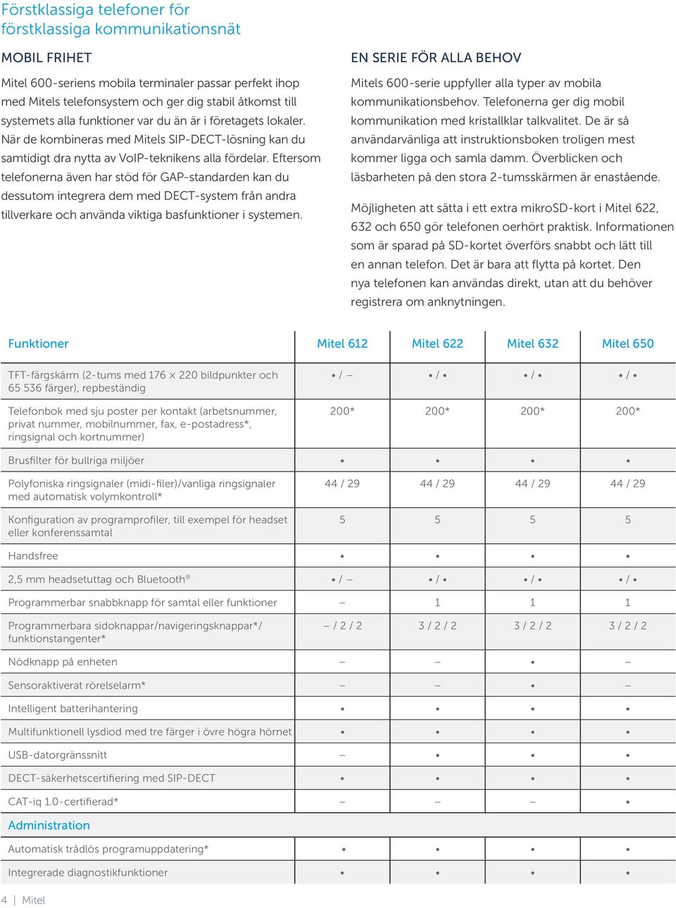 Eftersom telefonerna även har stöd för GAP-standarden kan du dessutom integrera dem med DECT-system från andra tillverkare och använda viktiga basfunktioner i systemen.