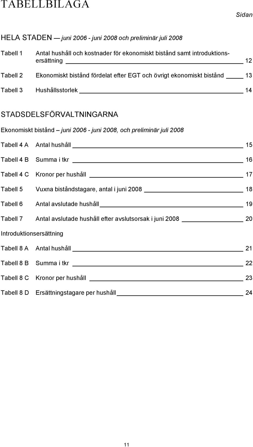 28 Tabell 4 A hushåll 15 Tabell 4 B Summa i tkr 16 Tabell 4 C per hushåll 17 Tabell 5 Vuxna biståndstagare, antal i juni 28 18 Tabell 6 avslutade hushåll 19 Tabell 7 avslutade