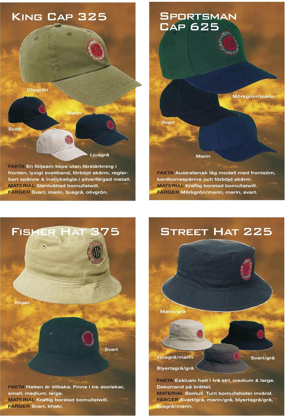 FÄRGER Mörkgrön/marin, marin, svart. Fisher Hat 375 Street Hat 225 Khaki /grå Ljusgrå/marin /grå Blyertsgrå/grå FAKTA Hatten är tillbaka. Finns i tre storlekar, small, medium, large.
