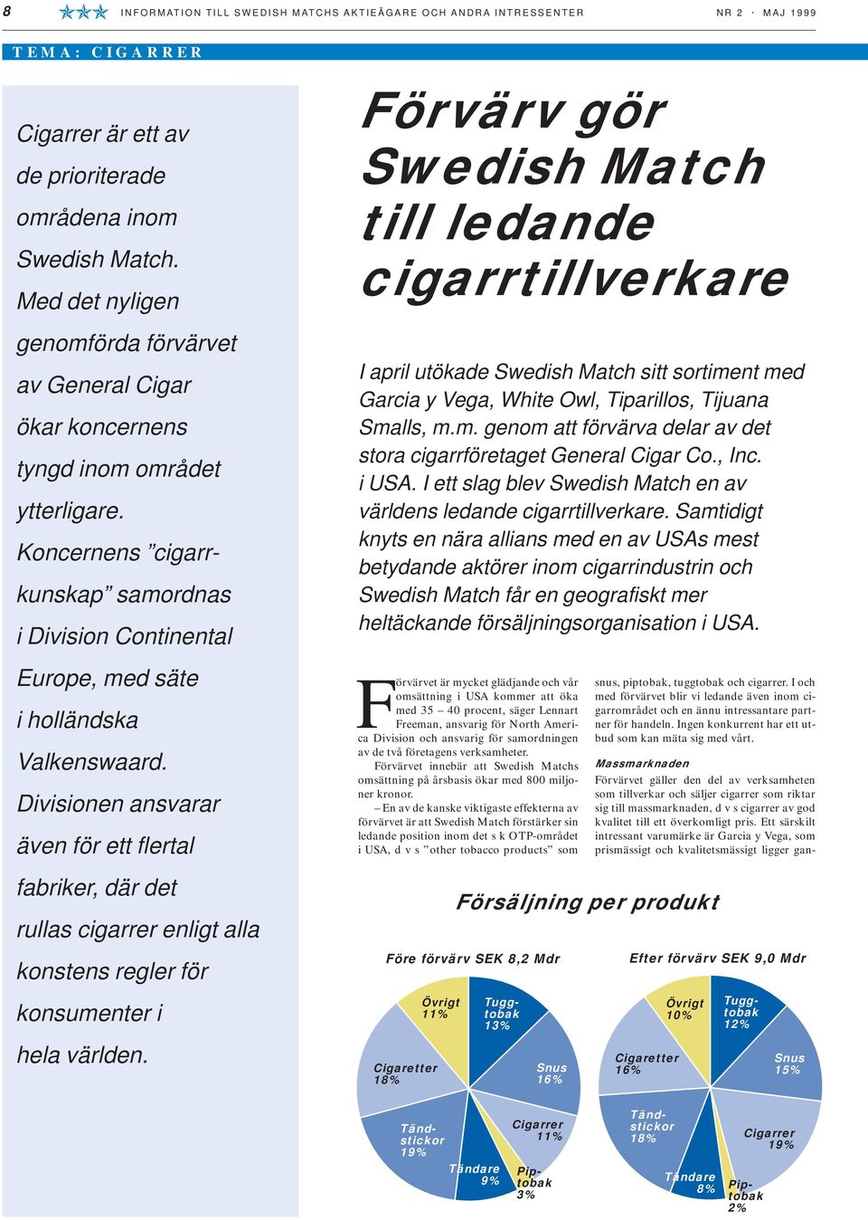 Koncernens cigarrkunskap samordnas i Division Continental Europe, med säte i holländska Valkenswaard.