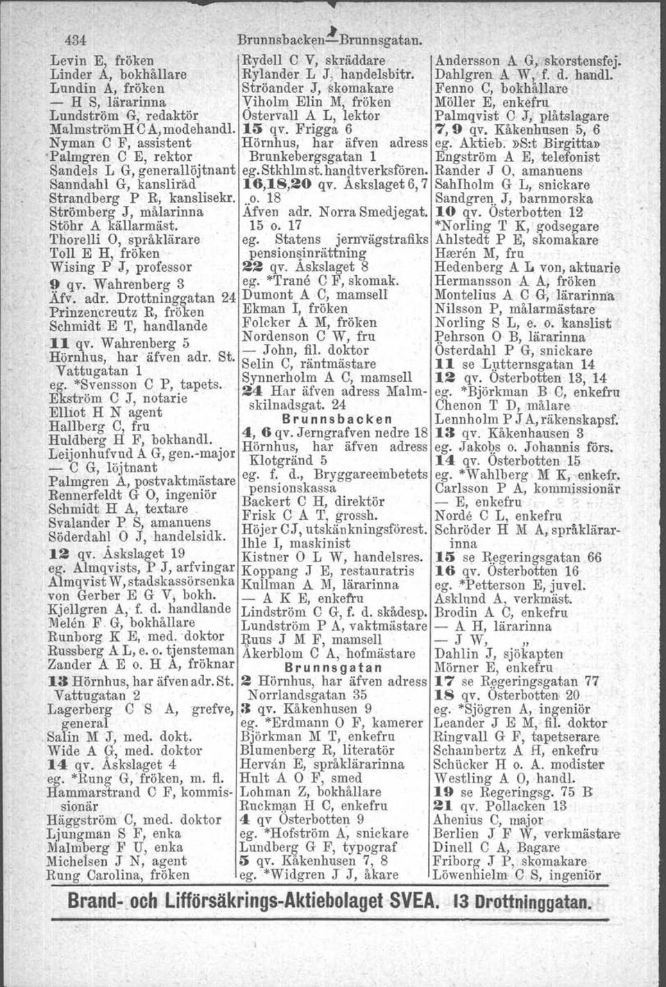 Lundström G; redaktör Ostervall A L, lektor Palmqvist C J, plåtslagare MalmströmHCA,modehandl. ll'iqv:. Frigga 6 7,9 qv. Kåkenhusen 5, 6 Nyman C F, assistent Hörnhus, har äfven adress eg. Aktieb.