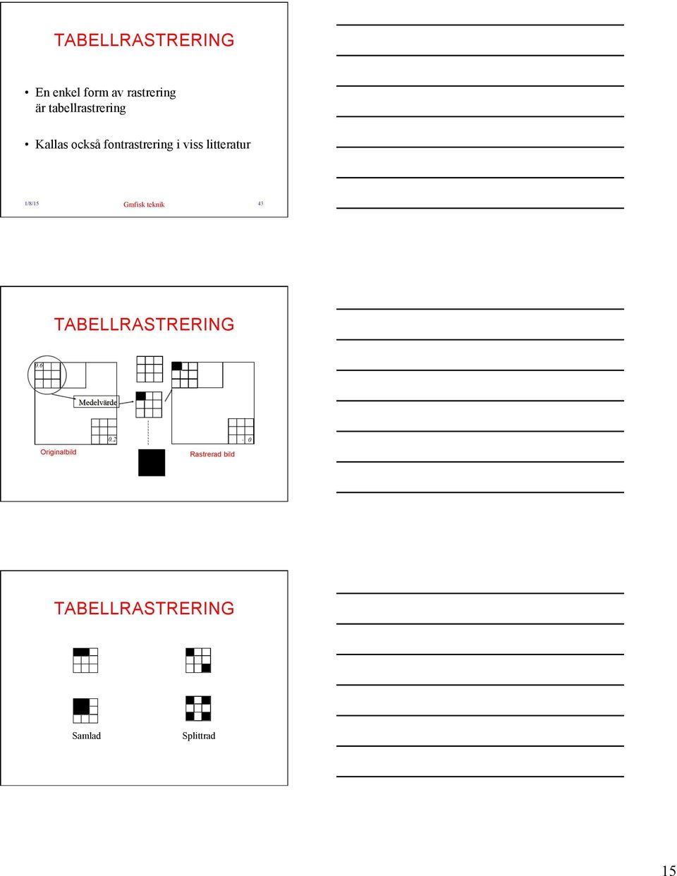 litteratur 1/8/15 Grafisk teknik 43 TABELLRASTRERING