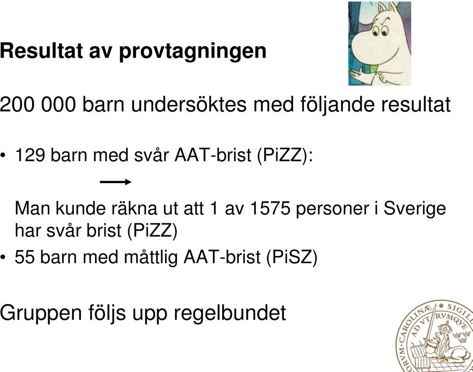 kunde räkna ut att 1 av 1575 personer i Sverige har svår brist