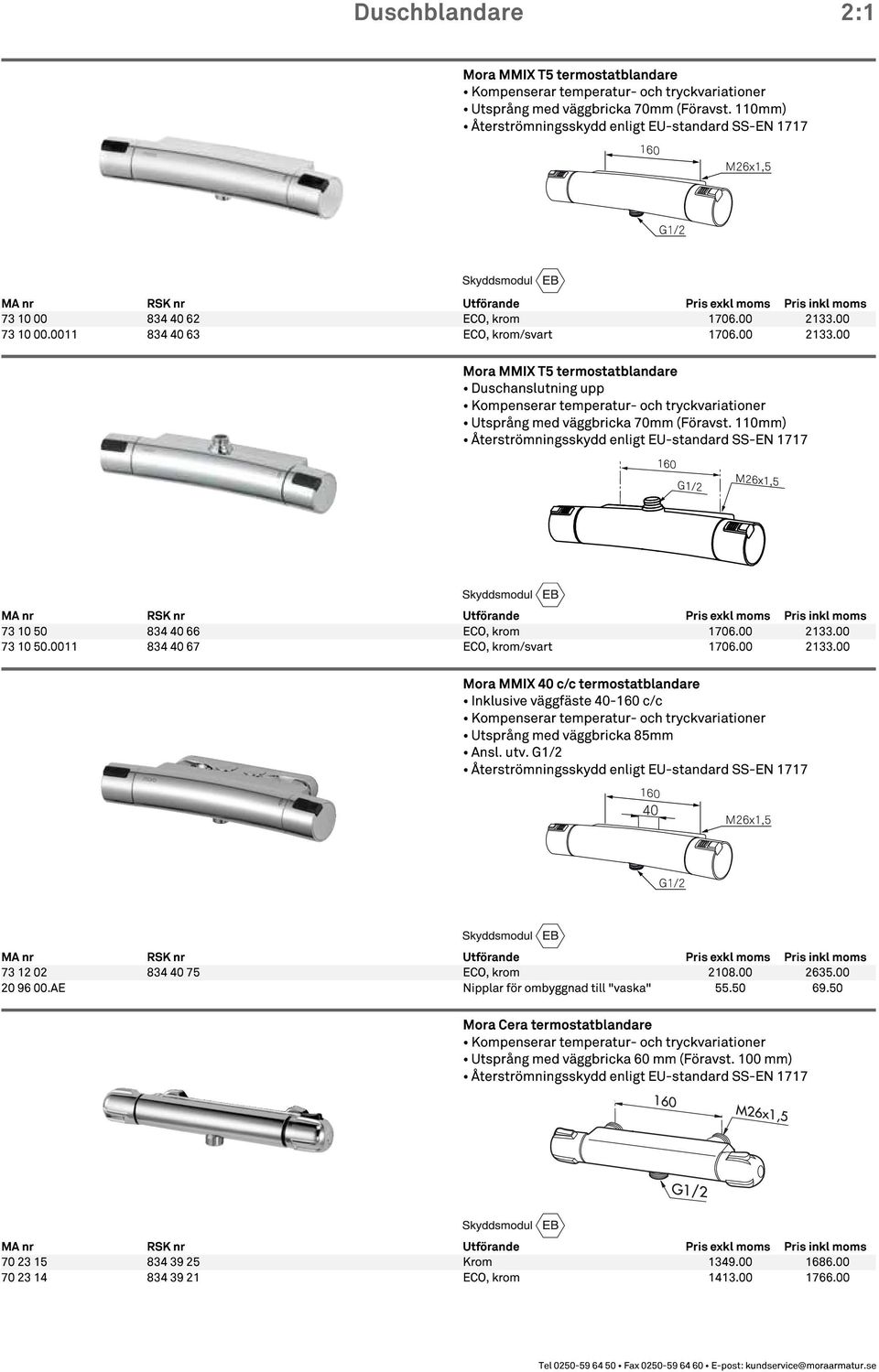 110mm) Återströmningsskydd enligt EU-standard SS-EN 1717 73 10 00 834 40 62 ECO, krom 1706.00 2133.