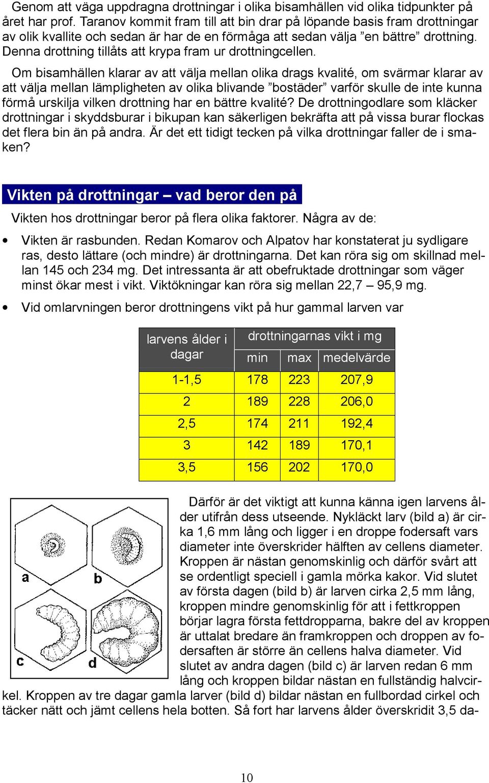 Denna drottning tillåts att krypa fram ur drottningcellen.