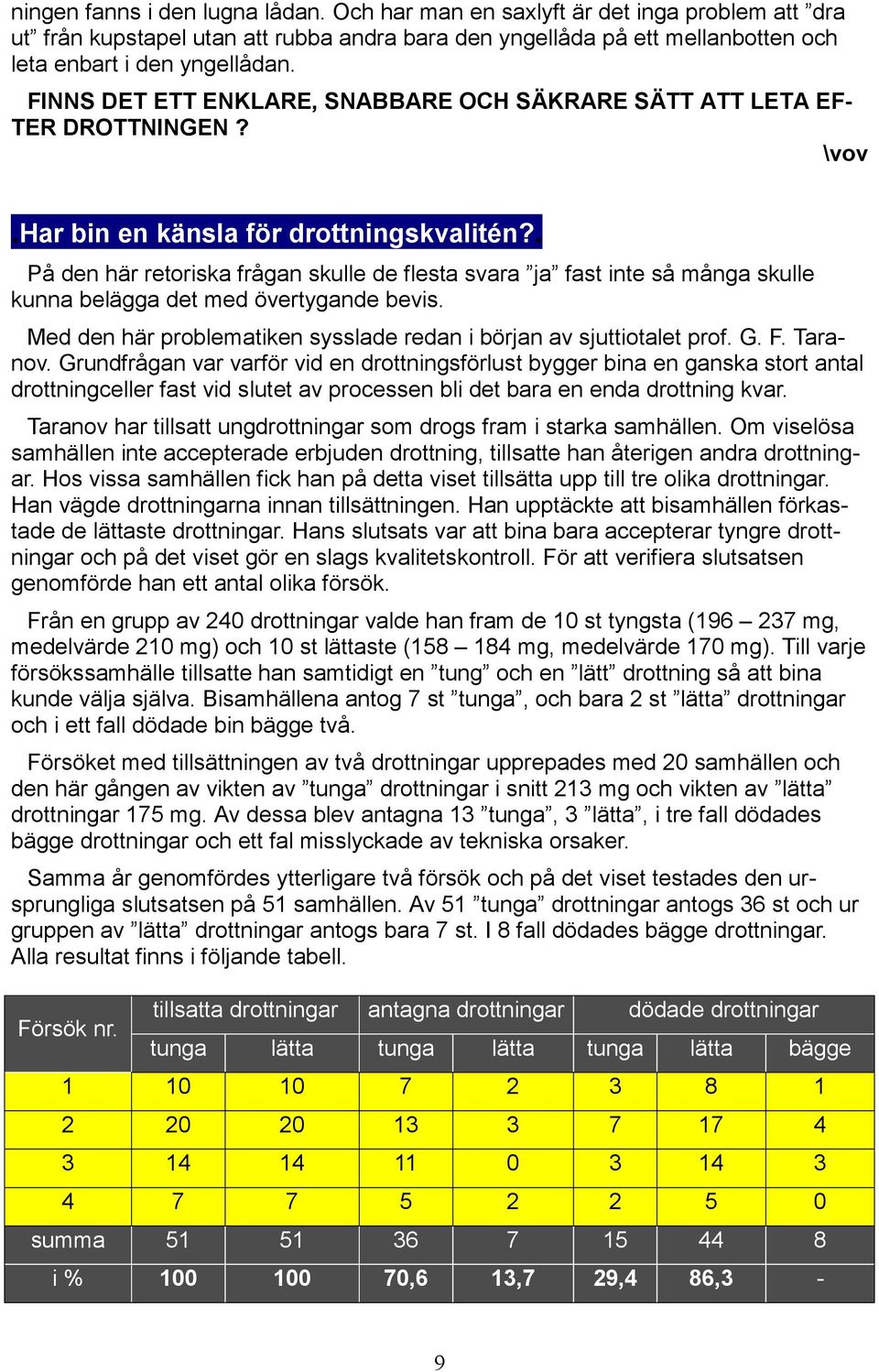 . På den här retoriska frågan skulle de flesta svara ja fast inte så många skulle kunna belägga det med övertygande bevis. Med den här problematiken sysslade redan i början av sjuttiotalet prof. G. F.