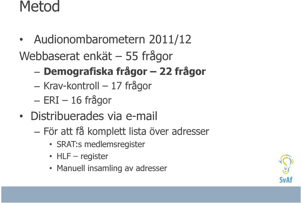 frågor Distribuerades via e-mail För att få komplett lista över