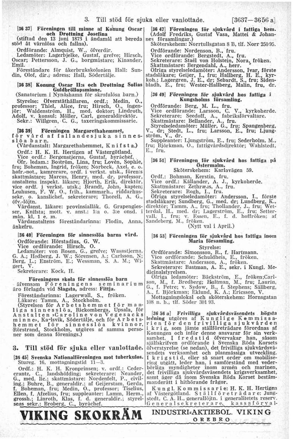 126 381 Konung Oscar 11:s oeh Drottning Sofias Guldbröllopsminne. (Sanatorium i Nynäshamn for skrofulosa barn.) Styrelse: Ofverstathållaren, ordf.; Mediu, O.. professor; Thiel, Alice, fru; Hirsch, O.