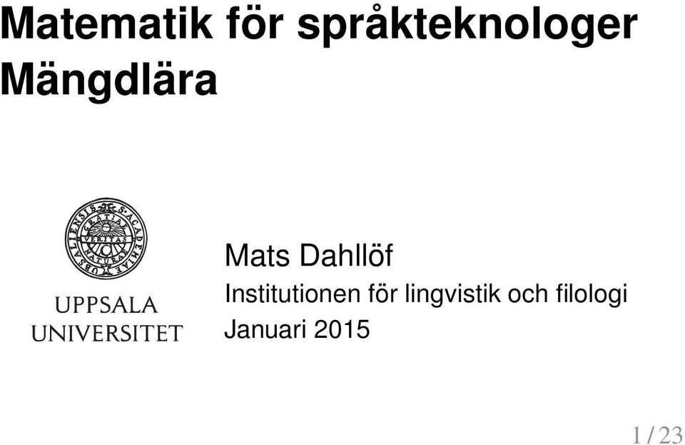 Mats Dahllöf Institutionen