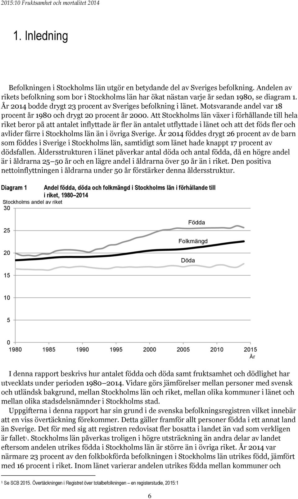 Att Stockholms län växer i förhållande till hela riket beror på att antalet inflyttade är fler än antalet utflyttade i länet och att det föds fler och avlider färre i Stockholms län än i övriga