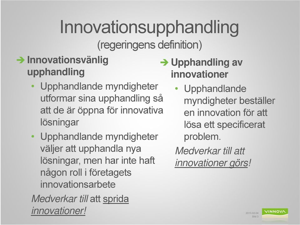 har inte haft någon roll i företagets innovationsarbete Upphandling av innovationer Upphandlande myndigheter beställer en