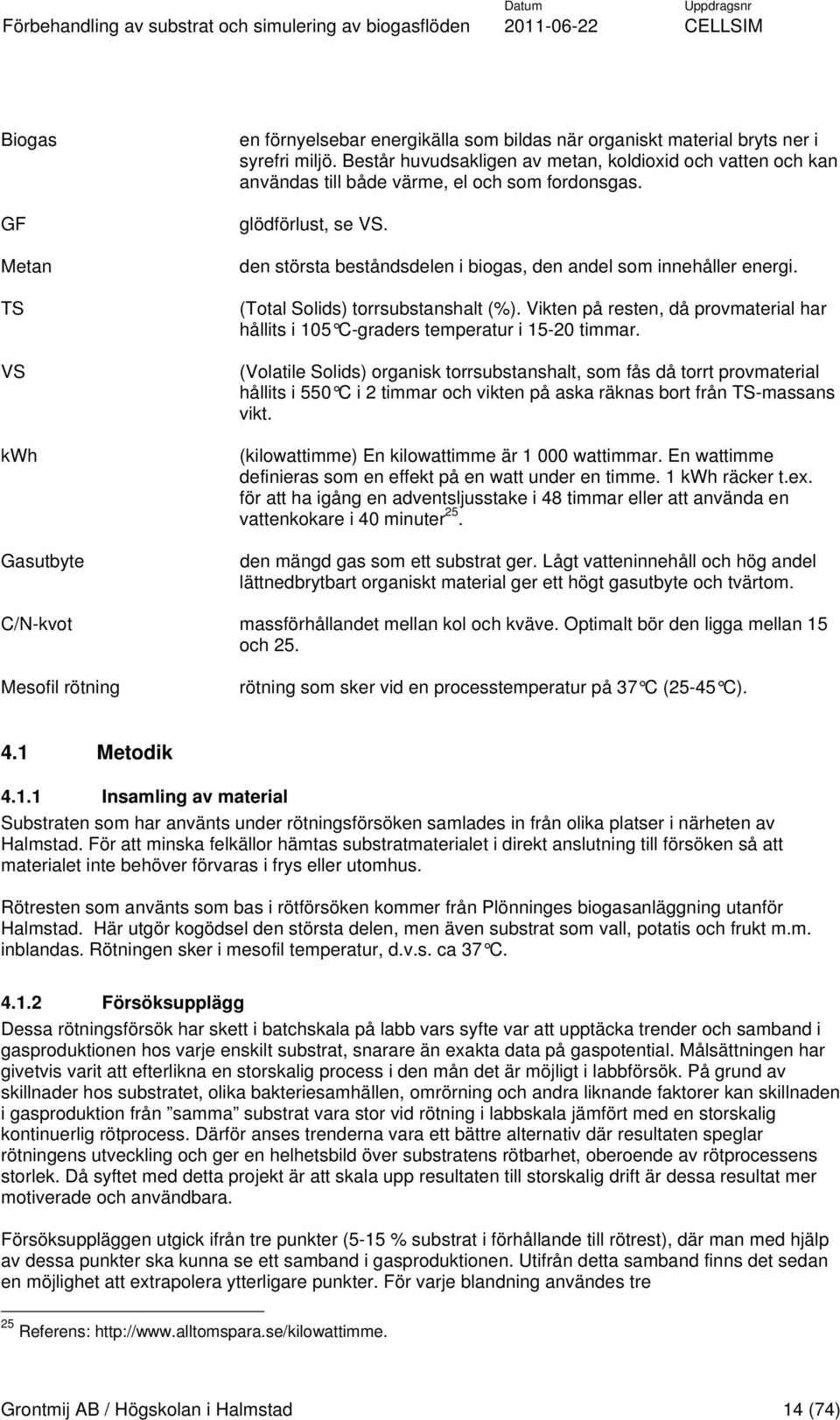 (Total Solids) torrsubstanshalt (%). Vikten på resten, då provmaterial har hållits i 105 C-graders temperatur i 15-20 timmar.