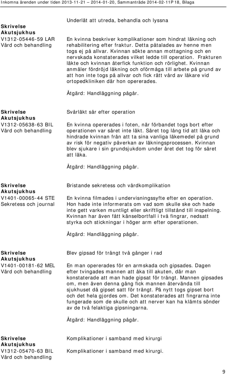 Kvinnan anmäler fördröjd läkning och oförmåga till arbete på grund av att hon inte togs på allvar och fick rätt vård av läkare vid ortopedkliniken där hon opererades.