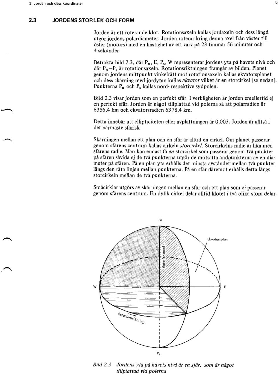 3, där Pn, E, P", W representerar jordens yta pä havets nivä och där Pn -P. är rotationsaxeln. Rotationsriktningen framgär av bilden.