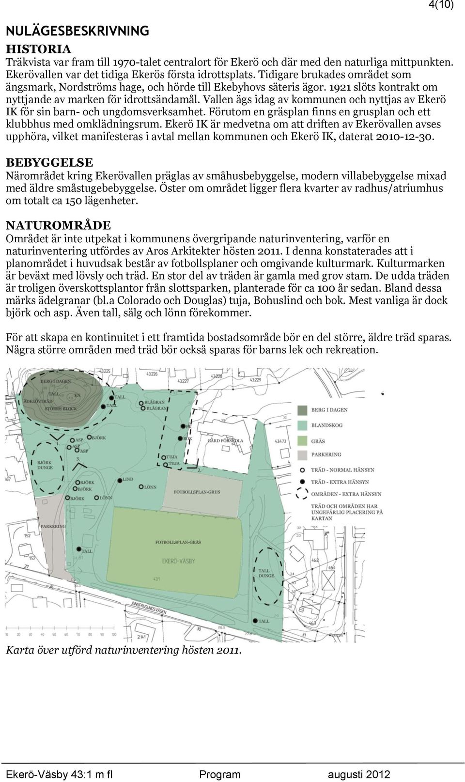 Vallen ägs idag av kommunen och nyttjas av Ekerö IK för sin barn- och ungdomsverksamhet. Förutom en gräsplan finns en grusplan och ett klubbhus med omklädningsrum.