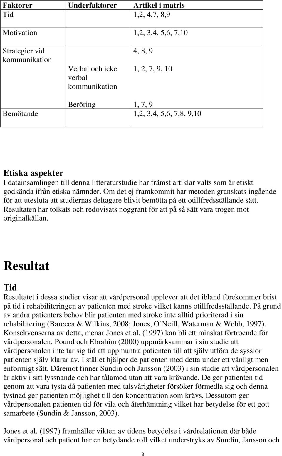 Om det ej framkommit har metoden granskats ingående för att utesluta att studiernas deltagare blivit bemötta på ett otillfredsställande sätt.