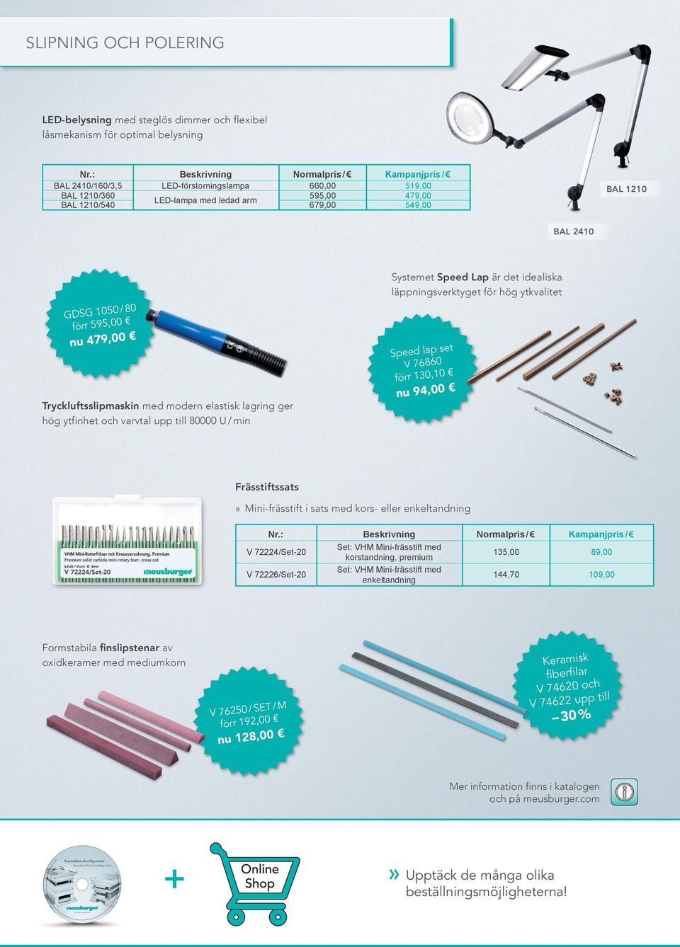 130,10 Tryckluftsslipmaskin med modern elastisk lagring ger hög ytfinhet och varvtal upp till 80000 U / min nu 94,00 Frässtiftssats» Mini-frässtift i sats med kors- eller enkeltandning V 72224/Set- V