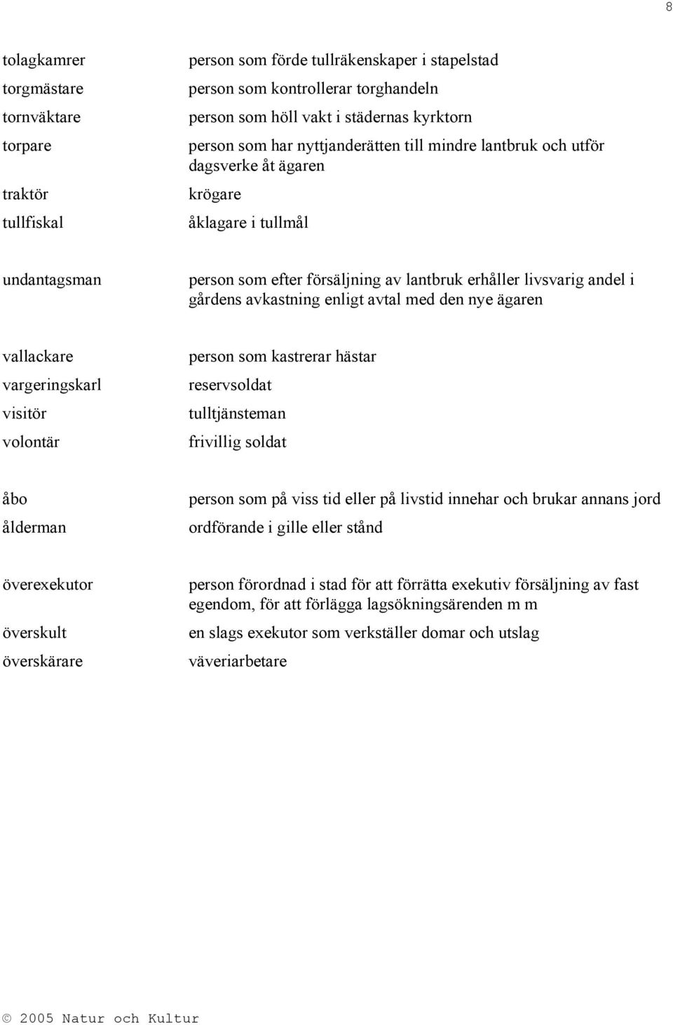 enligt avtal med den nye ägaren vallackare vargeringskarl visitör volontär person som kastrerar hästar reservsoldat tulltjänsteman frivillig soldat åbo ålderman person som på viss tid eller på