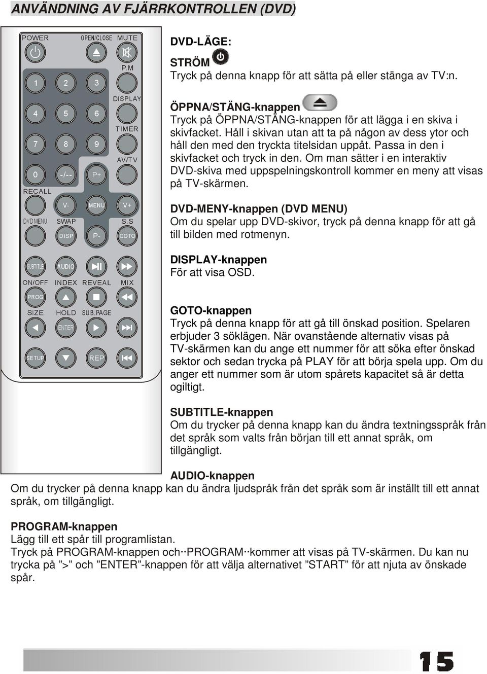 Om man sätter i en interaktiv DVD-skiva med uppspelningskontroll kommer en meny att visas på TV-skärmen.