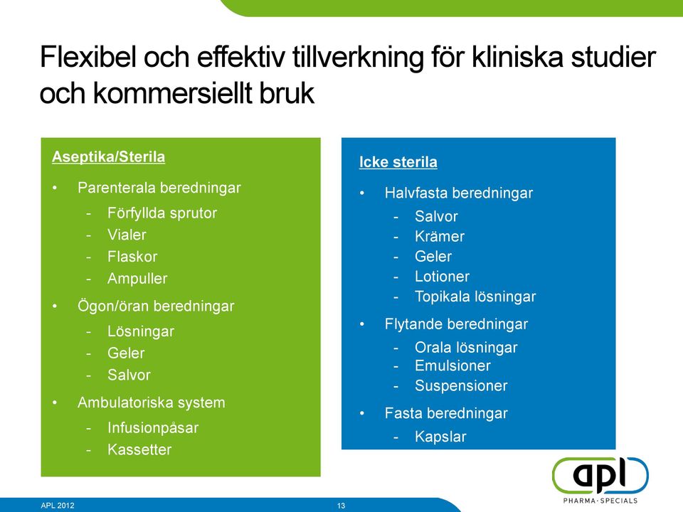 Ambulatoriska system Infusionpåsar Kassetter Icke sterila Halvfasta beredningar - Salvor - Krämer - Geler -