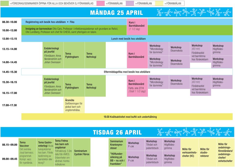 15 Lunch med besök hos utställare 13.15 14.00 Endokrinologi på jourtid Föreläsare: Anna Nordenström Johan Svensson Flyktingbarn Nefrologi 14.45 15.