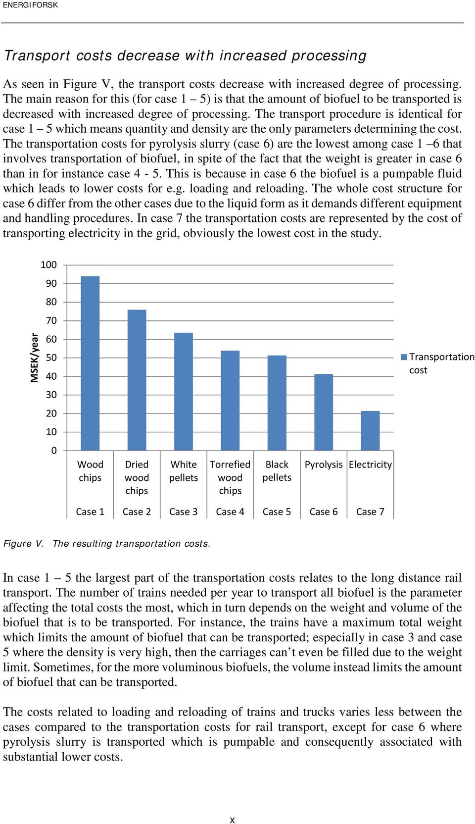 The transport procedure is identical for case 1 5 which means quantity and density are the only parameters determining the cost.