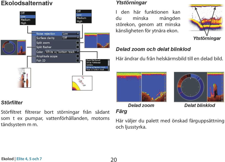 Störfilter Störfiltret filtrerar bort störningar från sådant som t ex pumpar, vattenförhållanden, motorns tändsystem