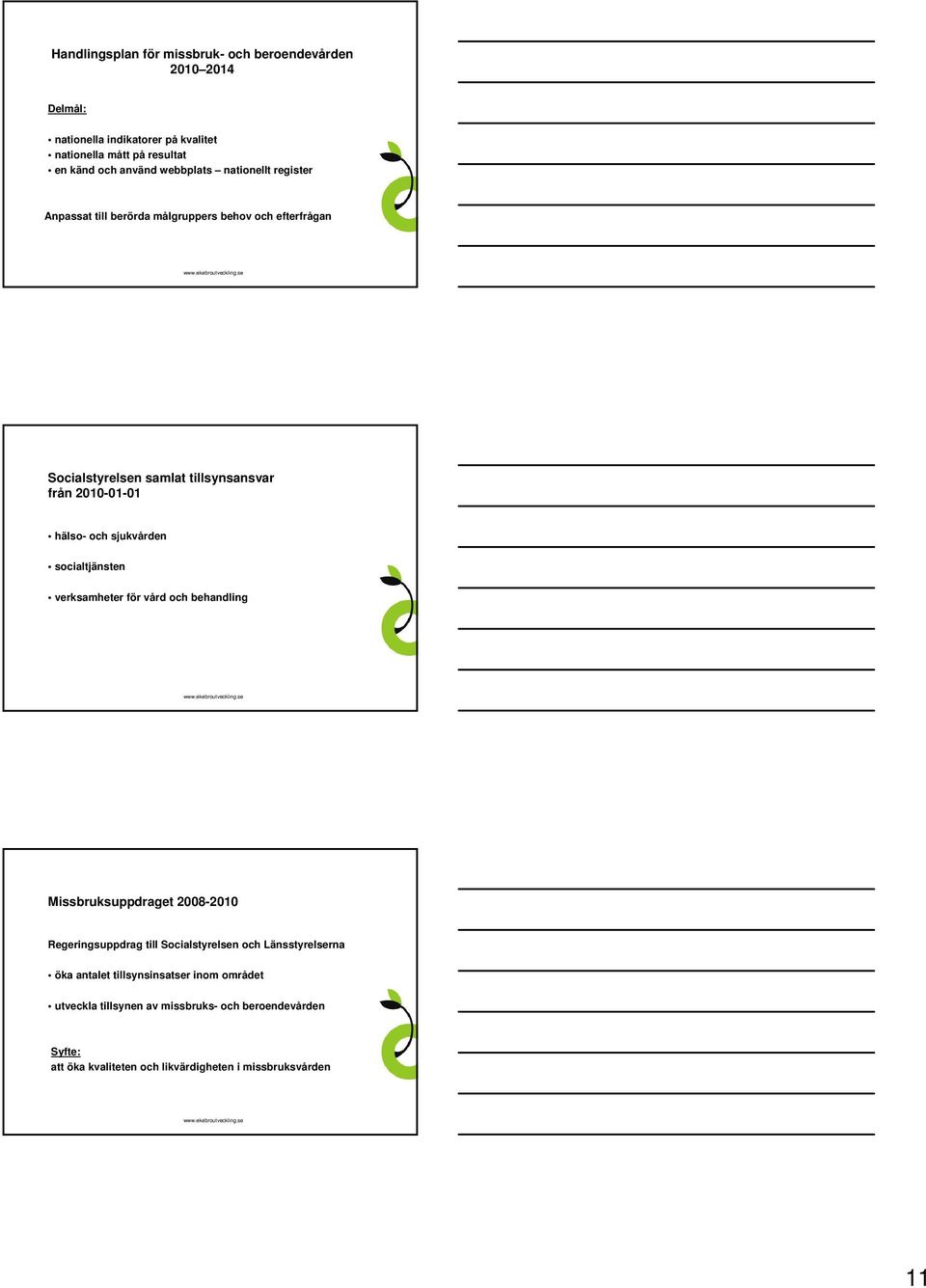 sjukvården socialtjänsten verksamheter för vård och behandling Missbruksuppdraget 2008-2010 Regeringsuppdrag till Socialstyrelsen och Länsstyrelserna