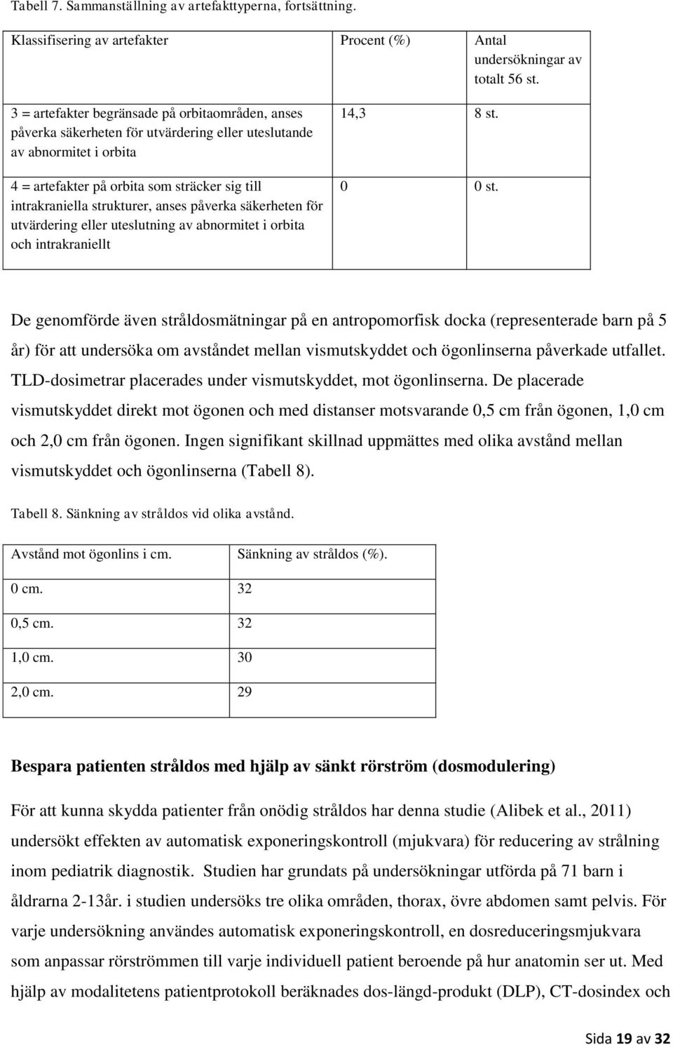 anses påverka säkerheten för utvärdering eller uteslutning av abnormitet i orbita och intrakraniellt 14,3 8 st. 0 0 st.