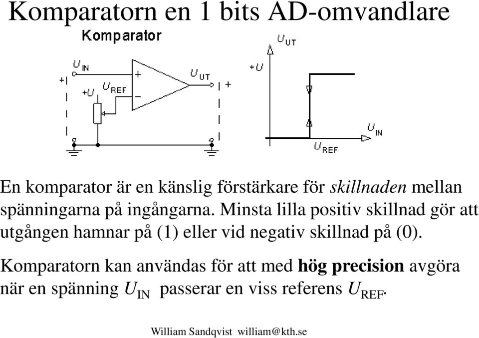 Minsta lilla positiv skillnad gör att utgången hamnar på (1) eller vid negativ