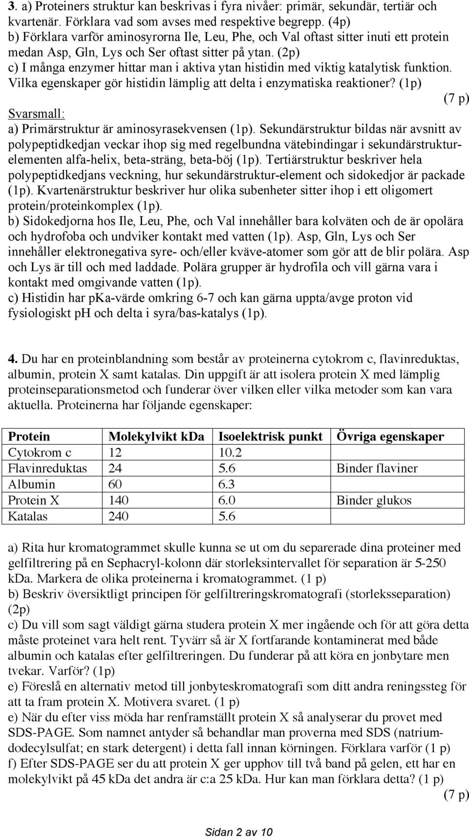 (2p) c) I många enzymer hittar man i aktiva ytan histidin med viktig katalytisk funktion. Vilka egenskaper gör histidin lämplig att delta i enzymatiska reaktioner?