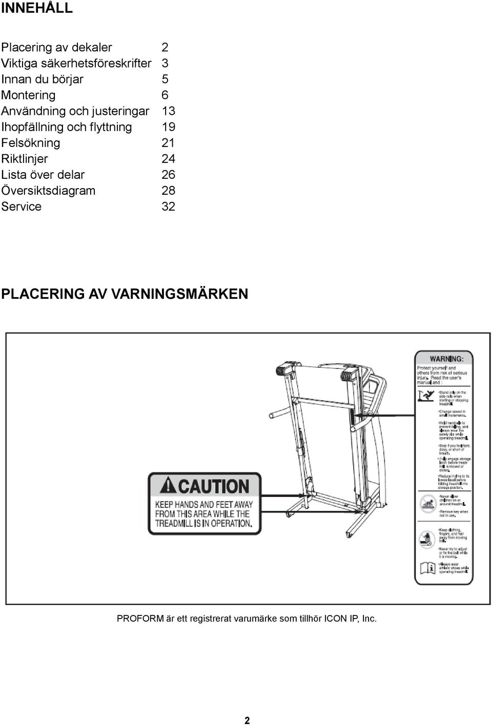 Riktlinjer Lista över delar Översiktsdiagram Service 2 3 5 6 13 19 21 24 26 28 32