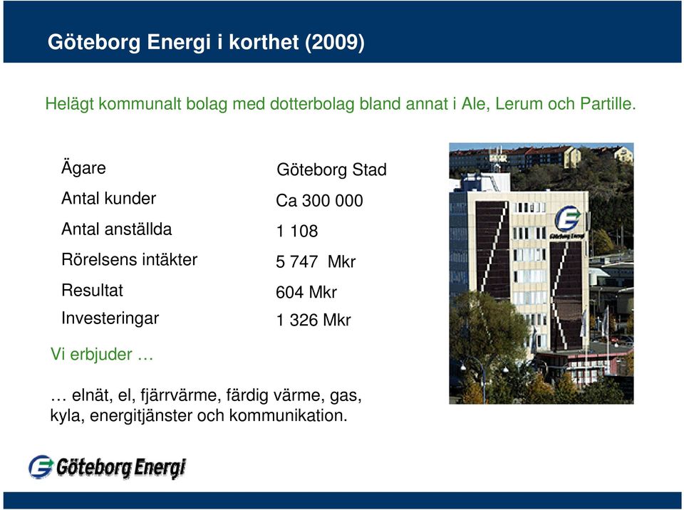 Ägare Antal kunder Antal anställda Rörelsens intäkter Resultat Investeringar