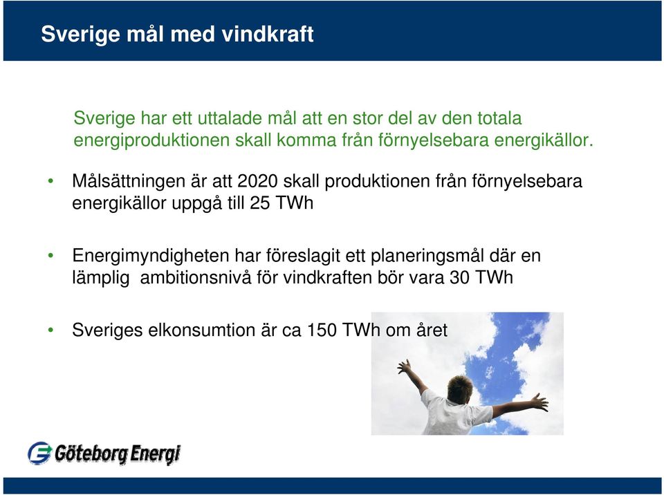 Målsättningen är att 2020 skall produktionen från förnyelsebara energikällor uppgå till 25 TWh