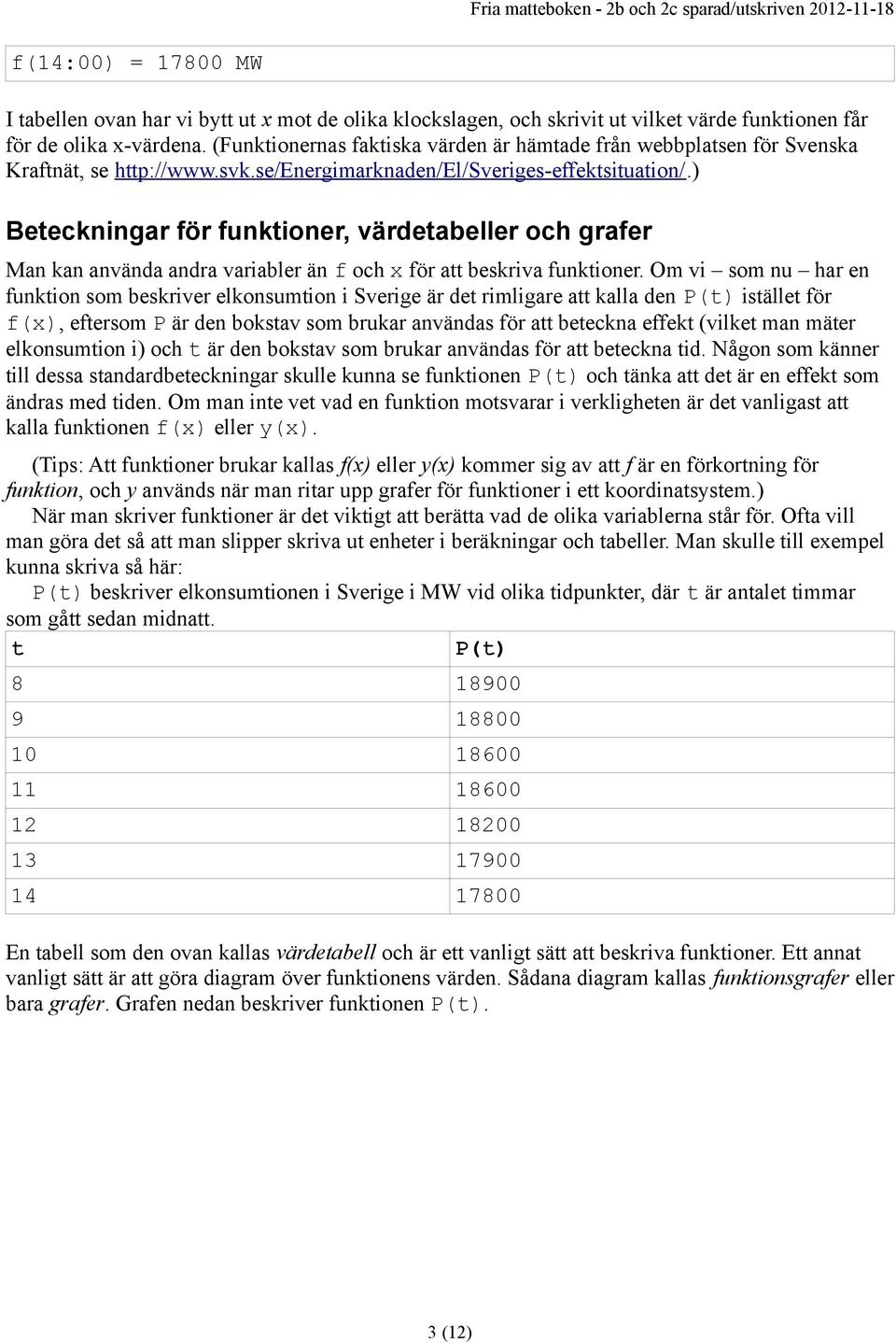 ) Beteckningar för funktioner, värdetabeller och grafer Man kan använda andra variabler än f och x för att beskriva funktioner.