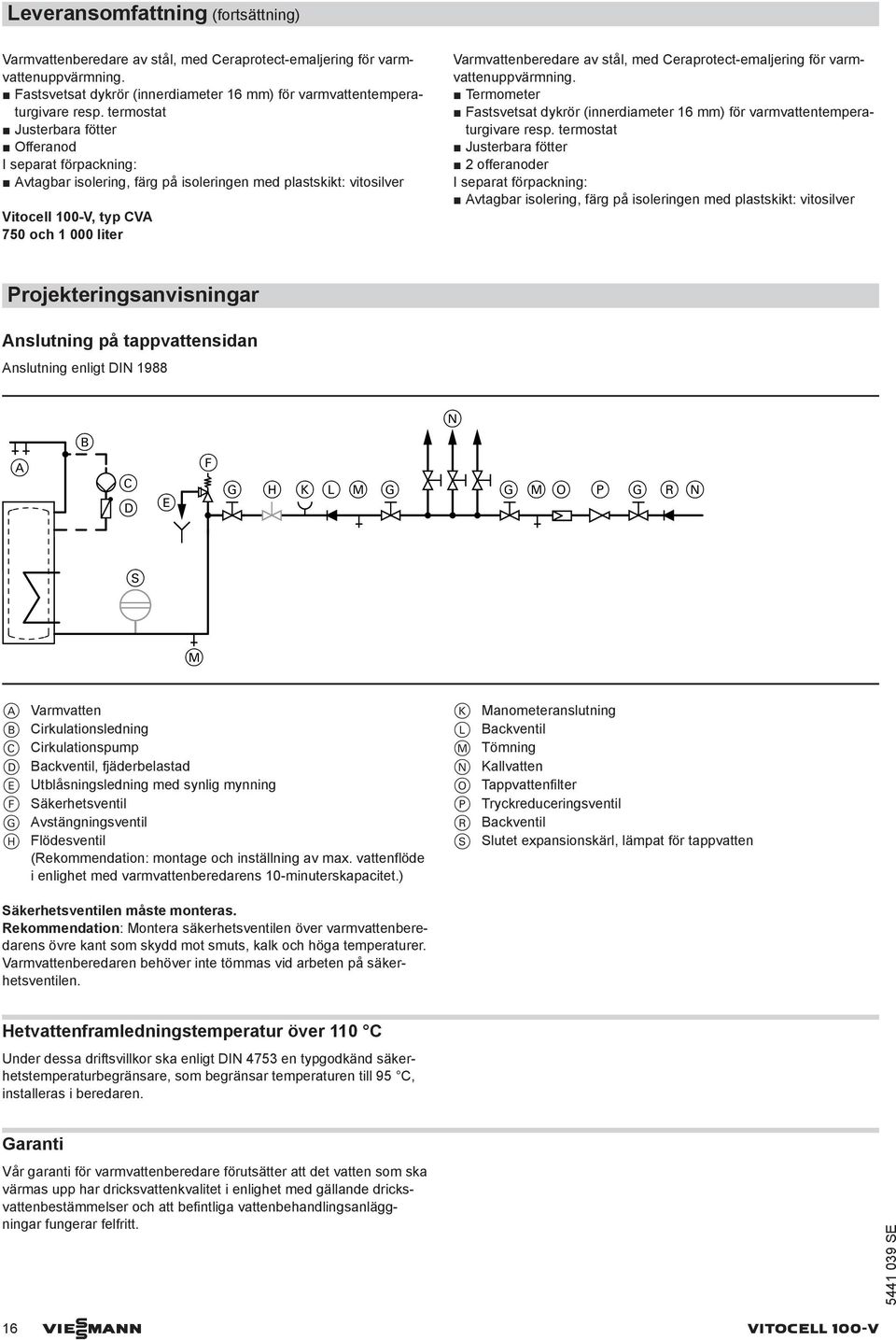 Ceraprotect-emaljering för varmvattenuppvärmning. Termometer Fastsvetsat dykrör (innerdiameter 16 mm) för varmvattentemperaturgivare resp.