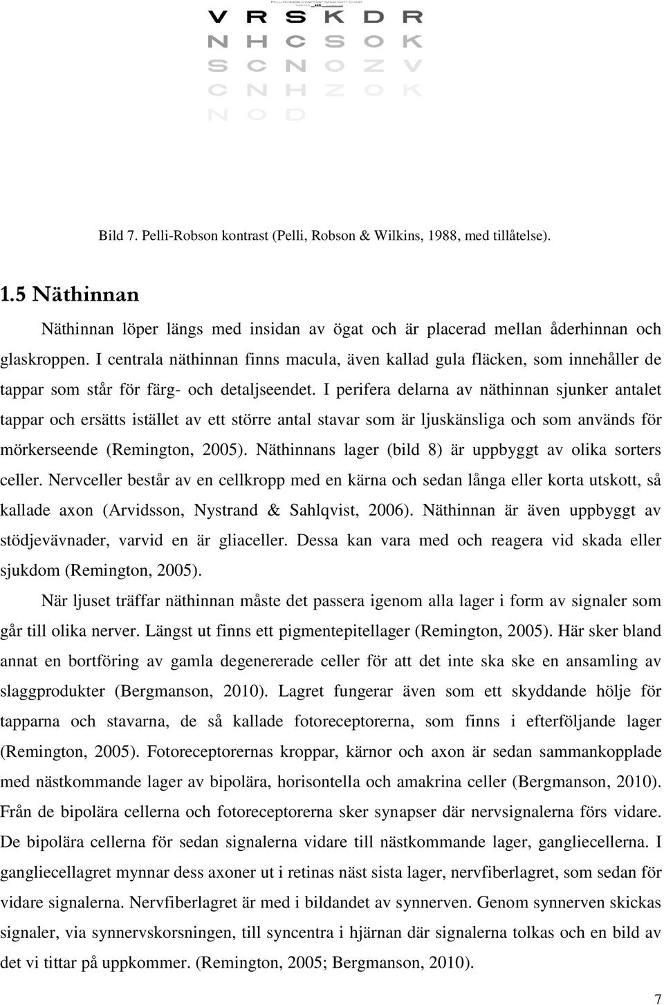 I perifera delarna av näthinnan sjunker antalet tappar och ersätts istället av ett större antal stavar som är ljuskänsliga och som används för mörkerseende (Remington, 2005).