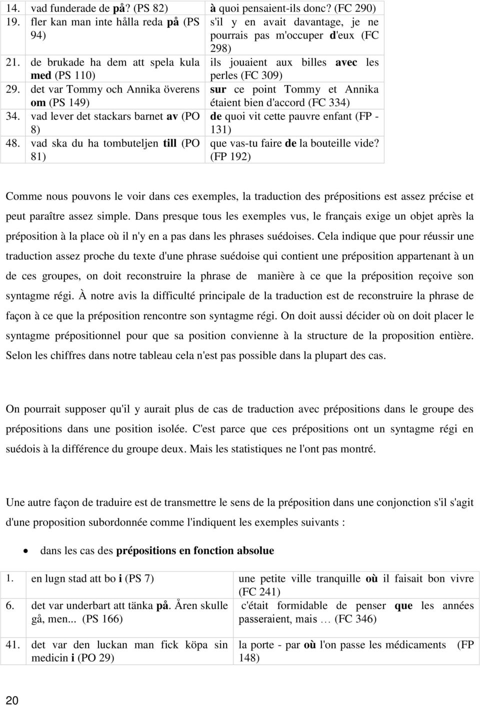 det var Tommy och Annika överens sur ce point Tommy et Annika om (PS 149) étaient bien d'accord (FC 334) 34. vad lever det stackars barnet av (PO de quoi vit cette pauvre enfant (FP - 8) 48.