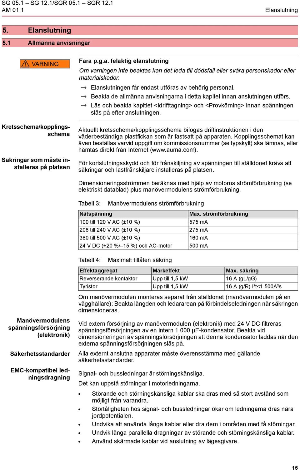 Läs och beakta kapitlet <Idrifttagning> och <Provkörning> innan spänningen slås på efter anslutningen.