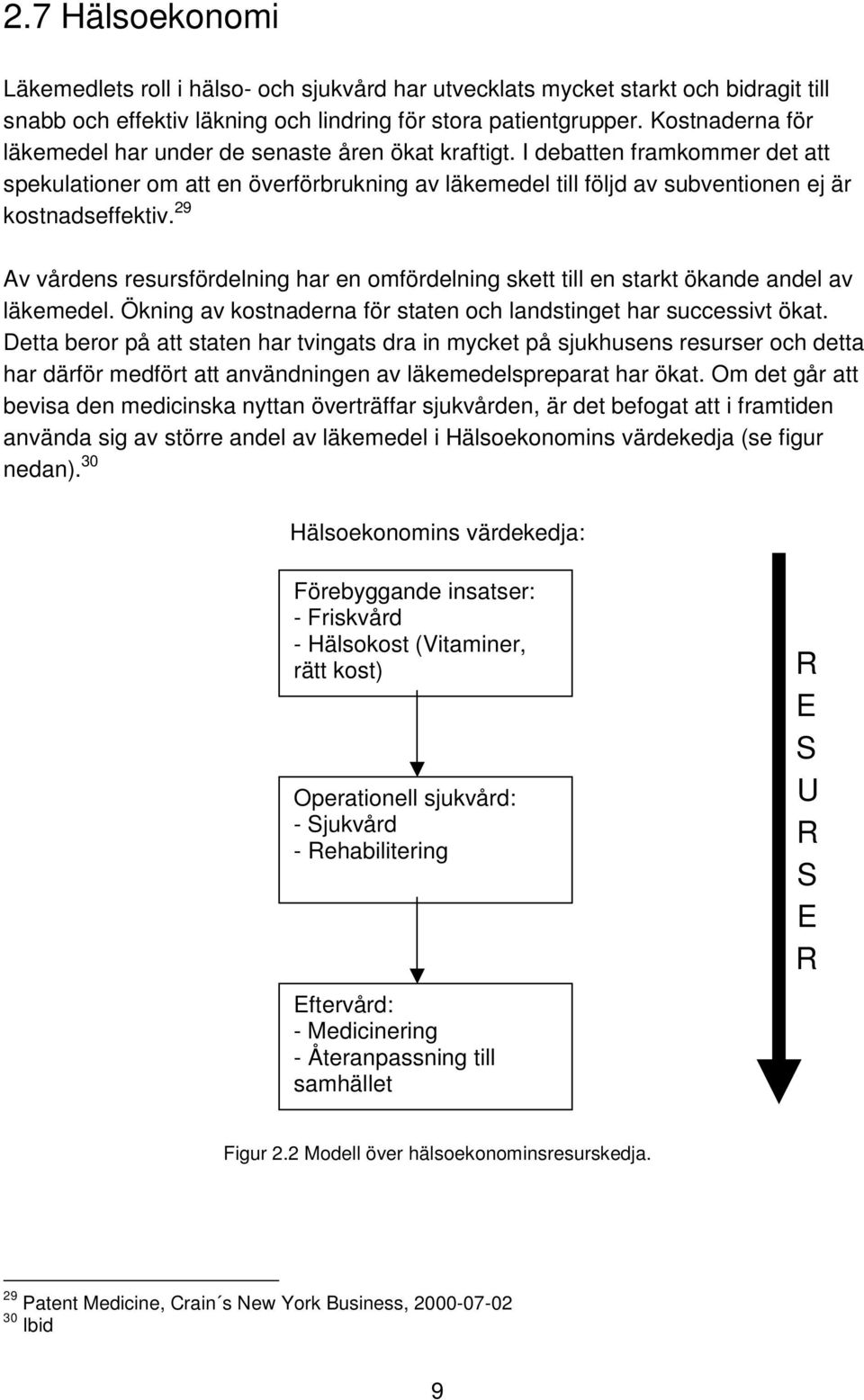 29 Av vårdens resursfördelning har en omfördelning skett till en starkt ökande andel av läkemedel. Ökning av kostnaderna för staten och landstinget har successivt ökat.