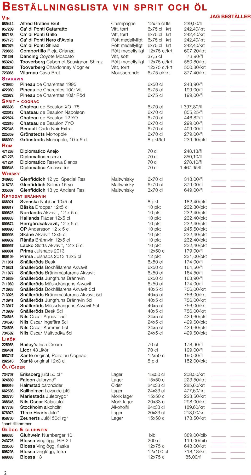 Crianza Rött medelfylligt 12x75 cl/krt 607,20/krt 701391 Dancing Coyote Moscato Vitt, sött 37,5 cl 73,90/fl 953240 Tooverberg Cabernet Sauvignon Shiraz Rött medelfylligt 12x75 cl/krt 550,80/krt