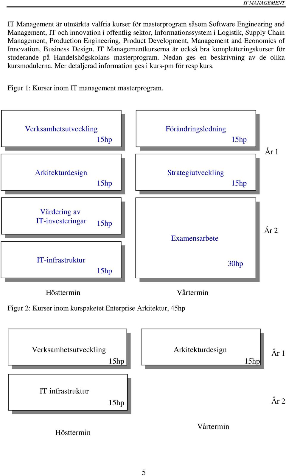 IT Managementkurserna är också bra kompletteringskurser för studerande på Handelshögskolans masterprogram. Nedan ges en beskrivning av de olika kursmodulerna.