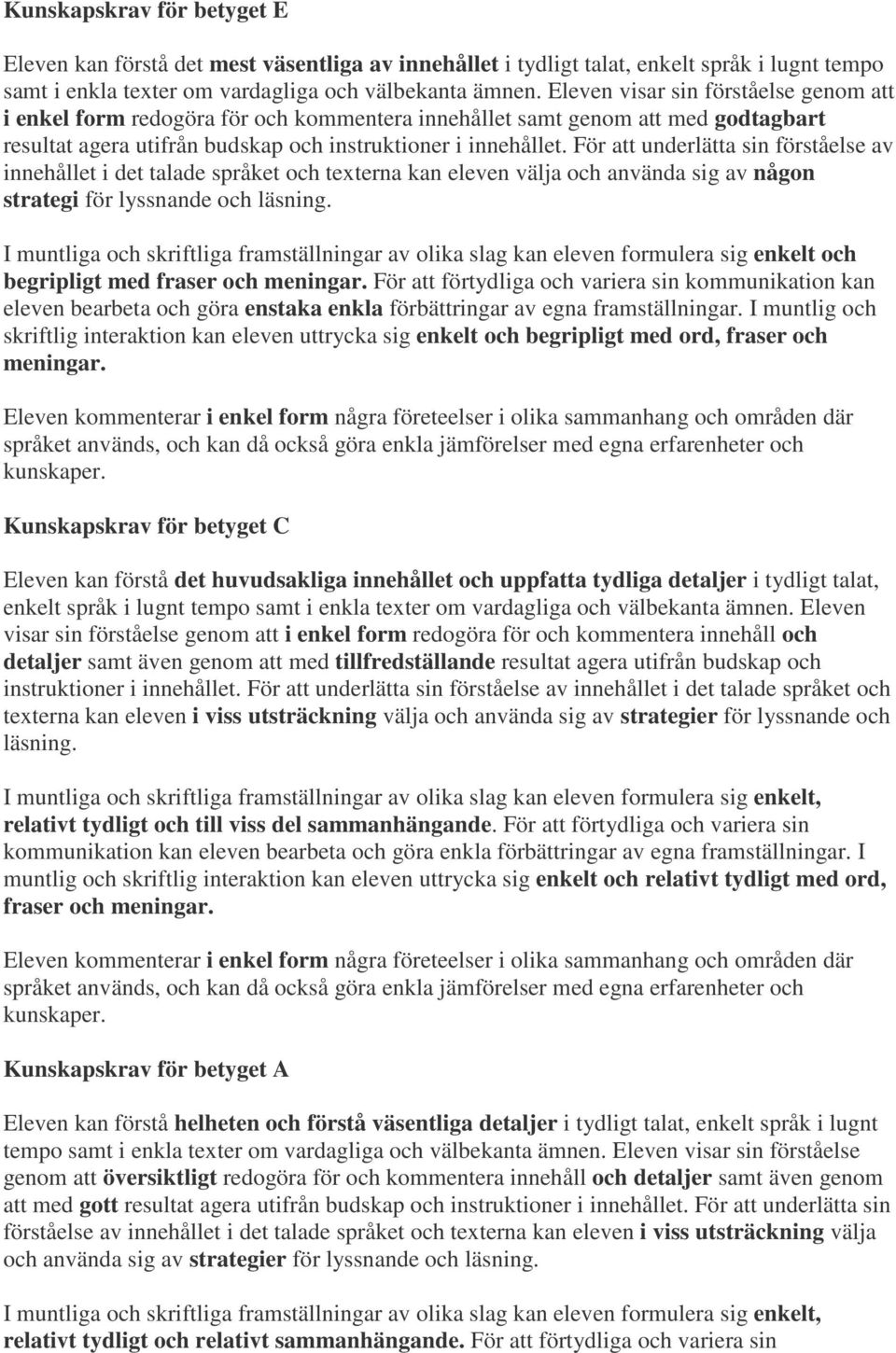 För att underlätta sin förståelse av innehållet i det talade språket och texterna kan eleven välja och använda sig av någon strategi för lyssnande och läsning.