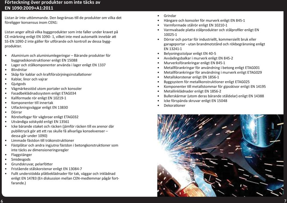 automatik innebär att SS EN 1090 2 inte gäller för utförande och kontroll av dessa byggprodukter.