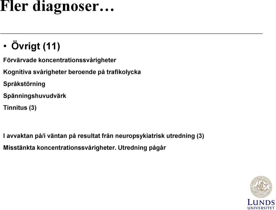 Spänningshuvudvärk Tinnitus (3) I avvaktan på/i väntan på resultat