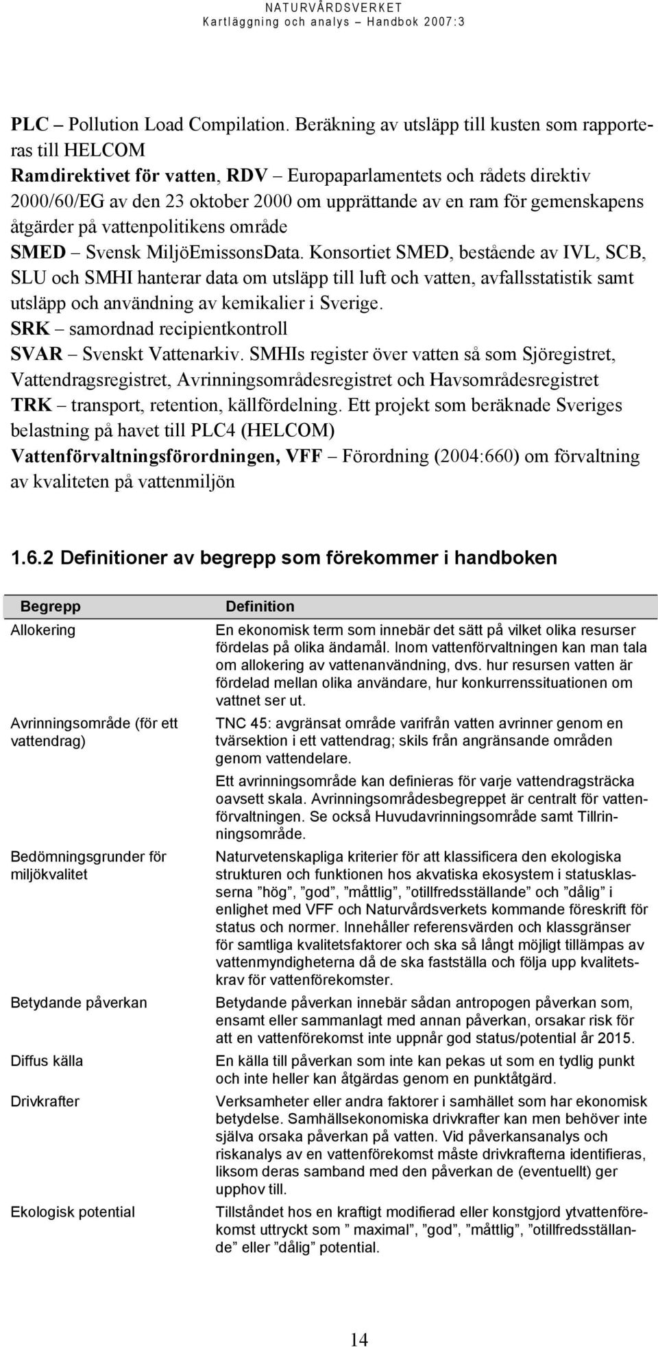 gemenskapens åtgärder på vattenpolitikens område SMED Svensk MiljöEmissonsData.