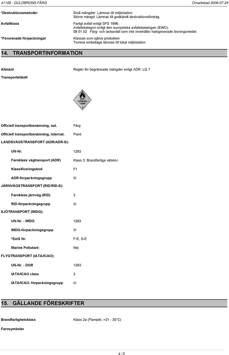 Klassas som själva produkten Tomma emballage lämnas till lokal miljöstation 14.