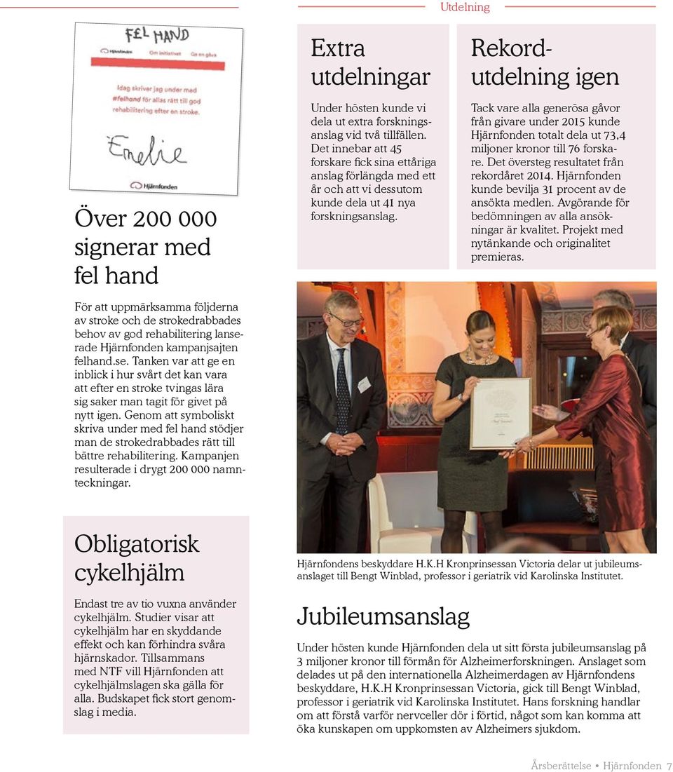 Genom att symboliskt skriva under med fel hand stödjer man de strokedrabbades rätt till bättre rehabilitering. Kampanjen resulterade i drygt 200 000 namnteckningar.